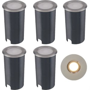 5 Balizador De Solo Escada Led Preto Inox Ip67 Externo Ali64