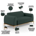 Ver imagem 4 de Sofá 3 Lugares para Sala de Estar Molino 210 Cm D02 Pés D'ouro Linho Verde Musgo C-117 - Lyam