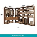 Ver imagem 4 de Guarda-Roupas Closet Modulado Alasca 360cm 6 Peças com 6 Gavetas e Cabideiros Freijó Carraro