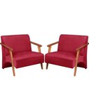 Ver imagem 1 de Poltrona Namoradeira Venus Braço Madeira Maciça Suede Unidecor Vermelho
