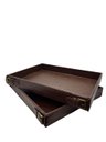 Ver imagem 2 de Conjunto 2 Bandejas Decorativas em Couro Sintético Marrom Al0068 Btc