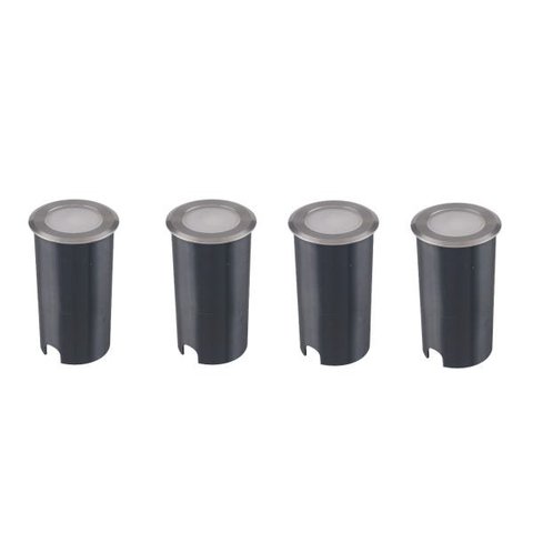 Kit 4 Embutido Chao Redondo LED 1W Preto Inox Deck Ali64