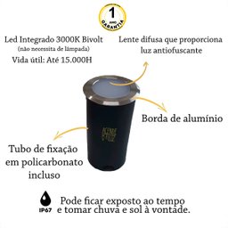 3 Embutido Chao Redondo Led 1w Preto Inox Ip67 3000k Ali64 - 2