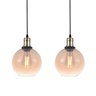 2 Pendente Vidro Ambar Vintage Redondo Retro Globo Alz12 - 1