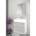 Ver imagem 1 de Gabinete para Banheiro Kit Vegas 50cm - Balcão + Espelheira + Marmorite - Branco Grey