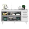 Balcão Gabinete Pia Inox 150cm 4 Portas Lisboa - Lumil Móveis - Branco - 4