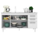 Ver imagem 4 de Balcão Gabinete Pia Inox 150cm 4 Portas Lisboa - Lumil Móveis - Branco