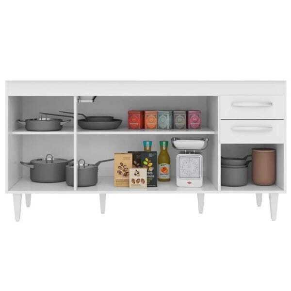 Balcão Gabinete Pia Inox 160cm Áustria 4 Portas - Lumil Móveis - Branco - 4