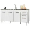 Ver imagem 2 de Balcão Gabinete Pia Inox 160cm Áustria 4 Portas - Lumil Móveis - Branco
