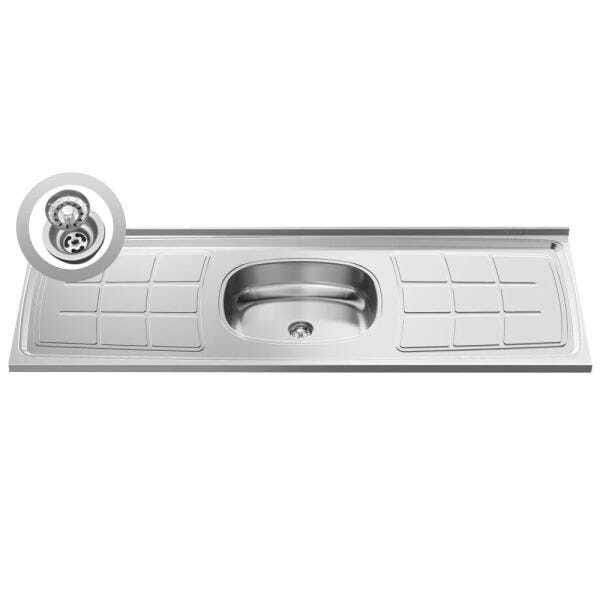 Balcão Gabinete Pia Inox 160cm Áustria 4 Portas - Lumil Móveis - Branco - 3