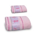 Ver imagem 1 de Jogo de Toalha de Banho Infantil 2 Peças Soft Kids com Lavabo Appel Rosa Fita - Bailarina