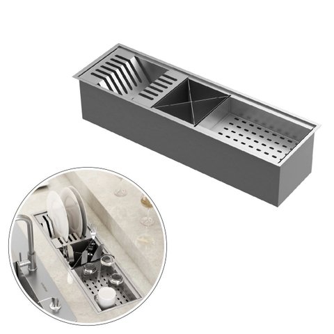 Calha Canal Organizador Escorredor Gourmet Inox 60cm Goldenx