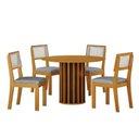Ver imagem 1 de Conjunto Sala de Jantar Flora 1,08m Tampo MDF com 4 Cadeiras Cinamomo/Linho Cinza