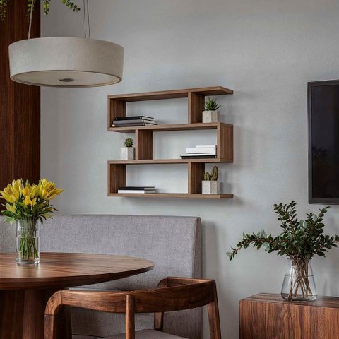Nicho de Parede Decorativo Freijó Zig para Sala Quarto Hall