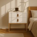 Ver imagem 1 de Mesa de Cabeceira Unic 45 Branco Base Metalica Dourada