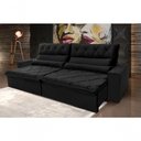 Ver imagem 1 de Sofá Retrátil Reclinável França 2,30m Suede Velut Preto Molas no Assento - King House