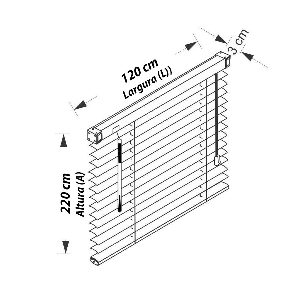 Persiana Horizontal Pvc Block Preta 120 (l) X 220 (a) Cm Lâminas Alta Cobertura e Kit de Instalação - 9