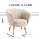 Ver imagem 5 de Poltrona Decorativa Pétala Veludo Bege Claro Pés Palito