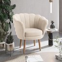 Ver imagem 2 de Poltrona Decorativa Pétala Veludo Bege Claro Pés Palito