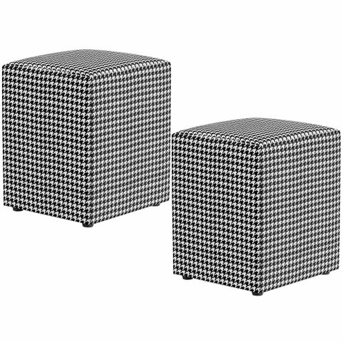 Kit 02 Puffs Quadrado Decorativo L02 Pied Poule - Lyam Decor
