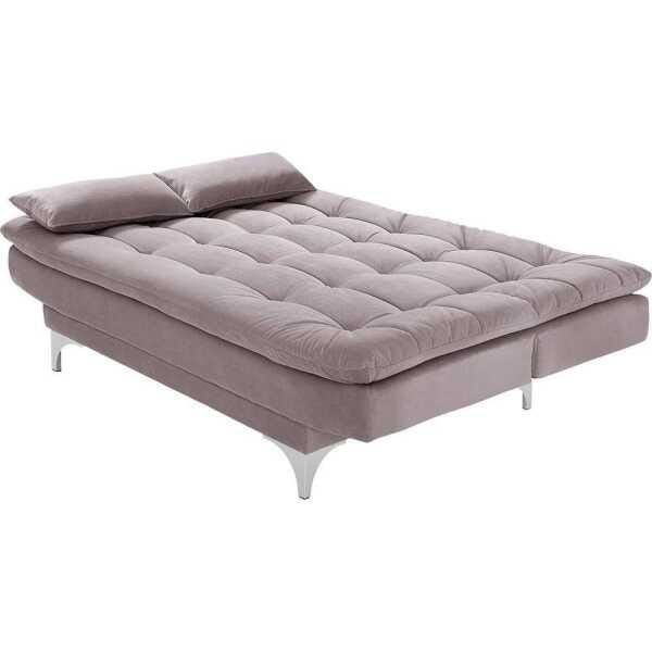 Sofá-Cama 3 Lugares Prátic Suede Liso Marrom Claro - Império Estofados - 2