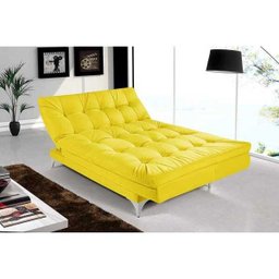 Sofá-Cama 3 Lugares Versátil Veludo Liso Amarelo 1/1 - Império Estofados - 5