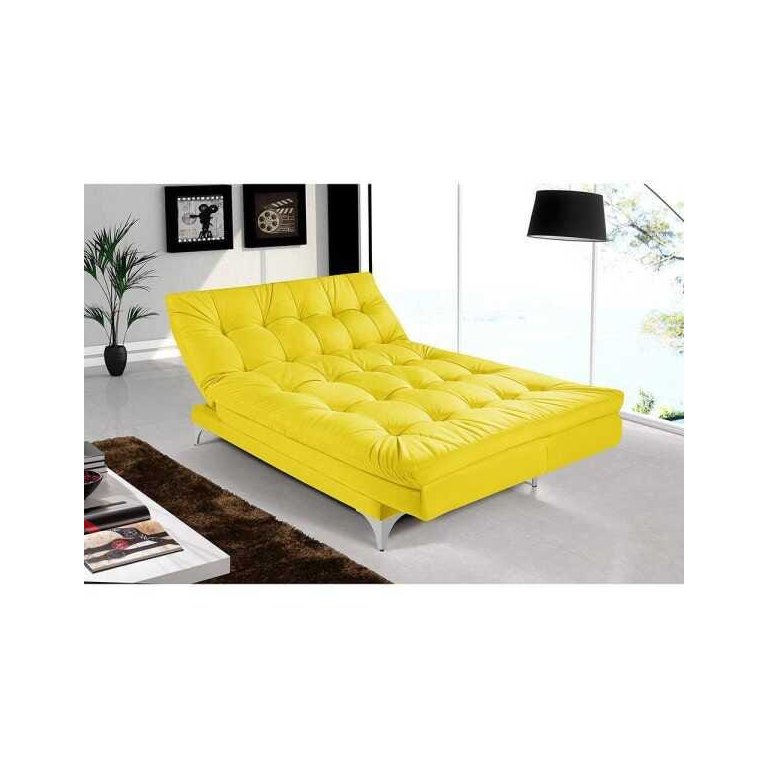 Sofá-cama 3 Lugares Versátil Veludo Liso Amarelo 1/1 - Império Estofados Sofá-cama 3 Lugares Versátil Veludo Liso Amarelo 1/1 - Império Estofados