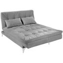 Ver imagem 3 de Sofá-cama 3 Lugares Versátil Reclinável Veludo Liso Cinza Tradicional Império Estofados