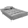 Sofá-cama 3 Lugares Versátil Veludo Liso Cinza 1/1 - Império Estofados - 4