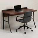 Ver imagem 2 de Mesa Escrivaninha Office Tampo Grosso Industrial 1,14m Castaine/Preto