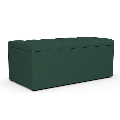 Calçadeira Recamier Baú Para Cama Box Solteiro Dália 100x50 Cm W01 Linho Verde Musgo - Lyam