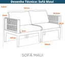 Ver imagem 2 de Sofá Mauí 2 Lugares Estrutura em Aço Tecido Impermeável Cinza Fratini 137cm