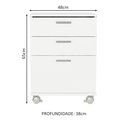 Ver imagem 3 de Gaveteiro Organizador para Escritório 3322 Madesa 3 Gavetas com Rodinhas - Branco