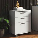 Ver imagem 1 de Gaveteiro Organizador para Escritório 3322 Madesa 3 Gavetas com Rodinhas - Branco