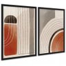 Kit 2 Quadros Elegantes Abstratos Linhas Bege Terracota 33x24cm:moldura Preta - 1
