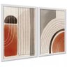 Kit 2 Quadros Elegantes Abstratos Linhas Bege Terracota 33x24cm:moldura Preta - 2