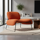 Ver imagem 2 de Poltrona Decorativa Versátil Calm Super Bouclé - Zahav:Bouclé Terra Cota Base Preta