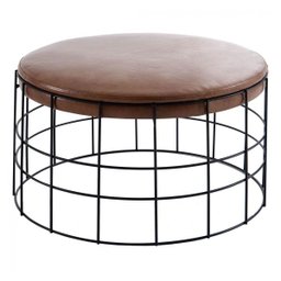 Puff Decorativo Alpes 80cm Couro Natural Marrom - Gran Belo - 1