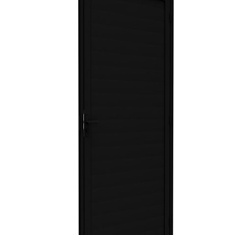 Porta de Alumínio de Giro Lambri com Maçaneta 215cm x 85cm Lucasa Ideale Abertura Esquerda Preto