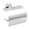 Suporte Papeleira Banheiro Porta Papel Higiênico Com Tampa:Cromado - 2