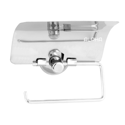 Suporte Papeleira Banheiro Porta Papel Higiênico Com Tampa:Cromado - 4