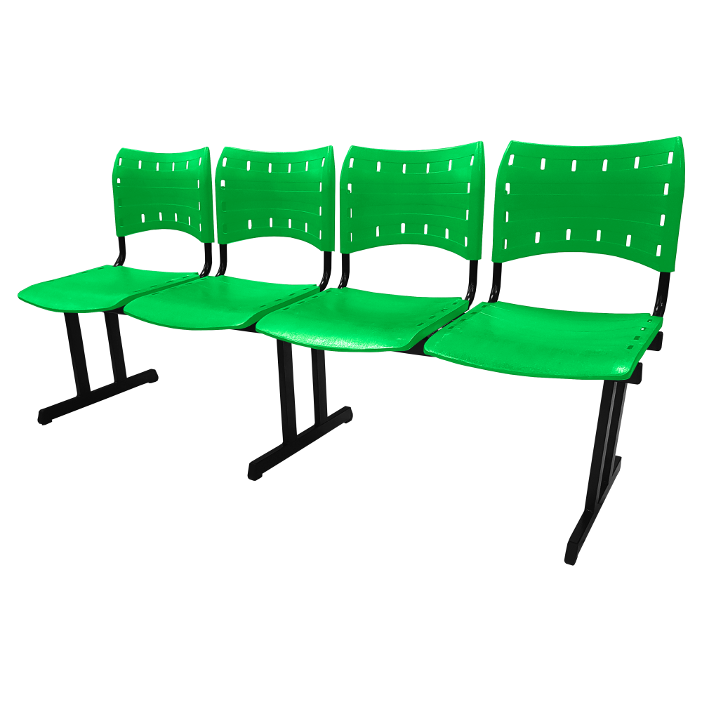Cadeira Iso Rp Longarina Polipropileno 4 Lugares Colorida Cor:verde - 1