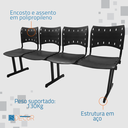 Ver imagem 2 de Cadeira Iso Rp Longarina Polipropileno 4 Lugares Colorida Cor