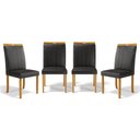 Ver imagem 1 de Kit com 4 Cadeiras Aurora Madeira Maciça Estofadas para Mesa de Jantar Courino Preto 503
