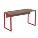 Ver imagem 1 de Mesa Escritório P25 Tub Pandin 120 Cm (larg) Tampo Mdp Walnut Pé Aço Tubular Vermelho