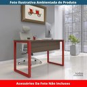 Ver imagem 3 de Mesa Escritório P25 Tub Pandin 120 Cm (larg) Tampo Mdp Walnut Pé Aço Tubular Vermelho
