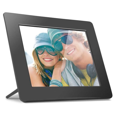 Porta-Retratos Digital Aluratek com LCD de 8´´, SlideShow e entradas USB e SD Preto