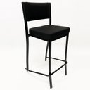 Ver imagem 3 de Kit 4 Banquetas alta para cozinha Empilhável preta assento e encosto estofados em linho cor preto