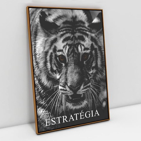Quadro Motivacional em Telas Canvas Estratégia TaColado Moldura Flutuante 4,5cm Freijó 120 x 80cm