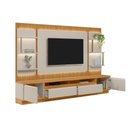 Ver imagem 5 de Estante P/ Sala até 70 Pol São Paulo Ripado C/ 4 Gav. 6 Prateleiras e Leds 297x198cm Tauari/off